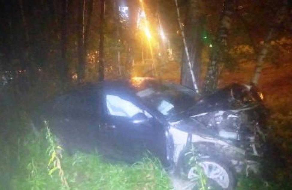 Водитель не пострадал: иномарка врезалась в ограждение и съехала в кювет в Бердске