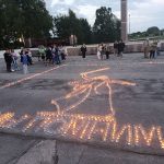 Бердчане создали огненную картину – выложили свечами Родину-мать